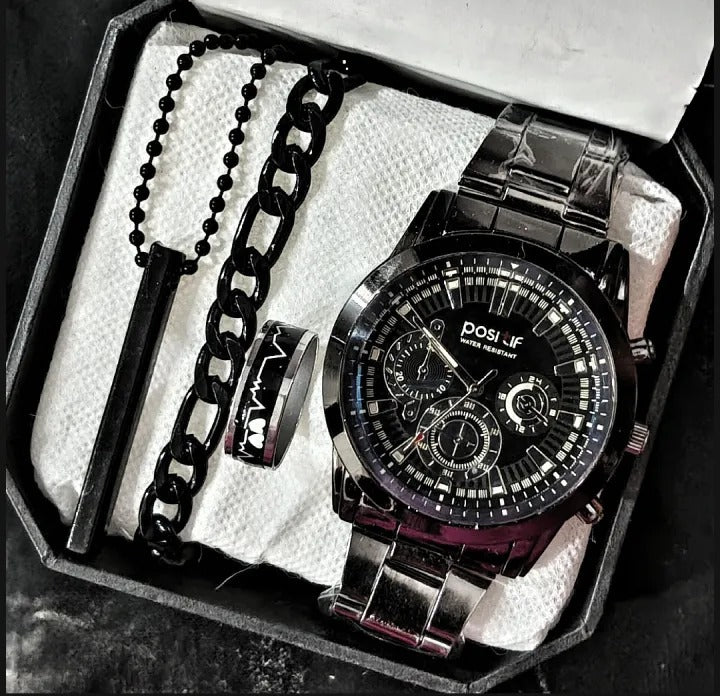Elegant Mens Casual Watch + Chain Braclet